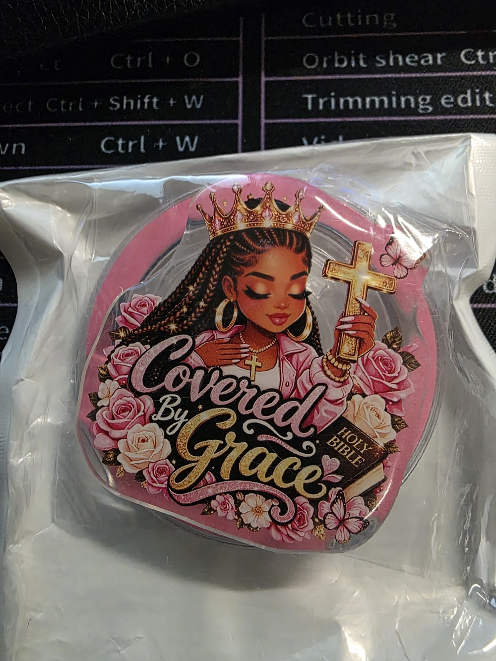 Covered By Grace Pink Religious Sticker